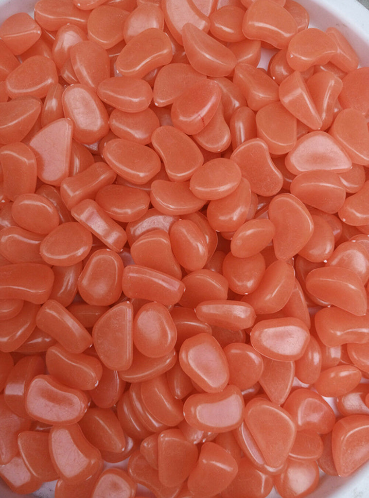 100pcs Hot Man-Made Glow in the Dark Pebbles Stone for Garden Walkway  Light Red
