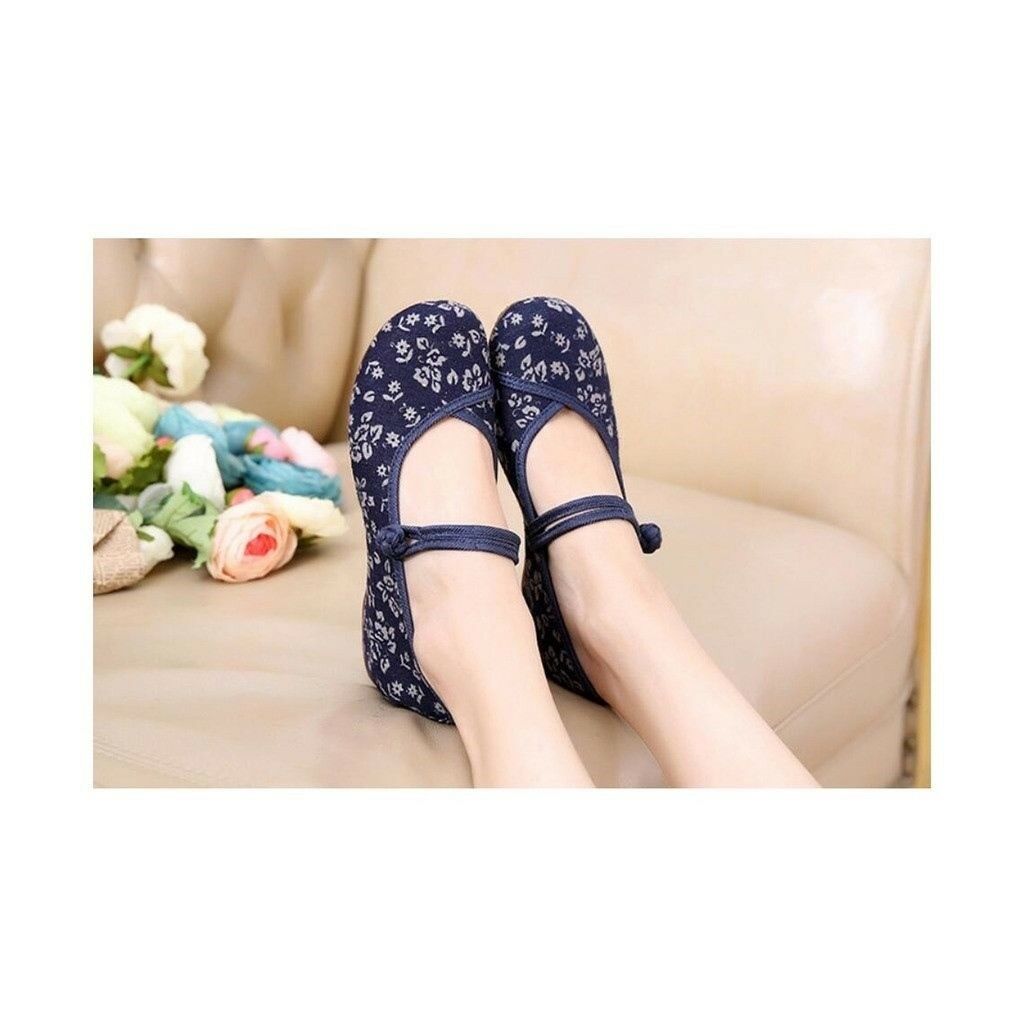 Old Beijing Cloth Shoes Slipsole Small Flower National Style Embroidered Shoes D