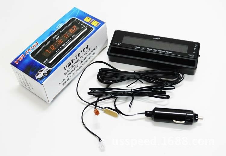 Automotive Thermometer  Voltage Meter Car Clock Thermoneter Ice alert