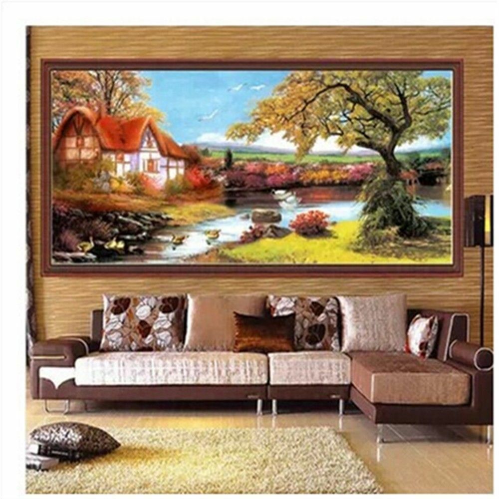 The new round diamond diamond embroidery living room lodge 5D diamond painting