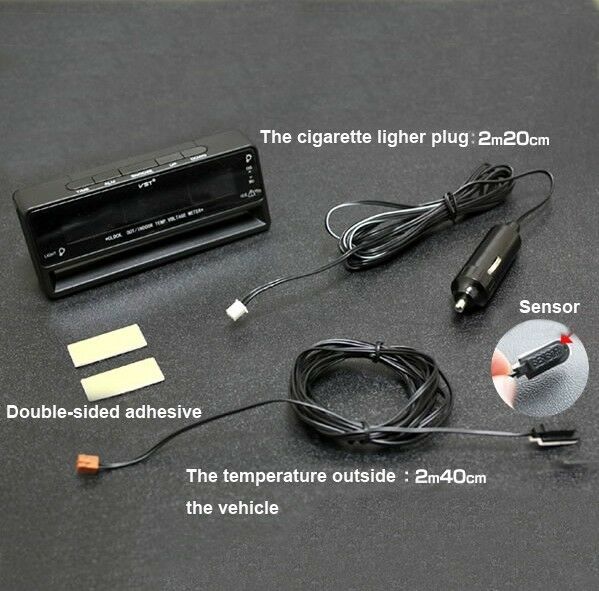 Automotive Thermometer  Voltage Meter Car Clock Thermoneter Ice alert