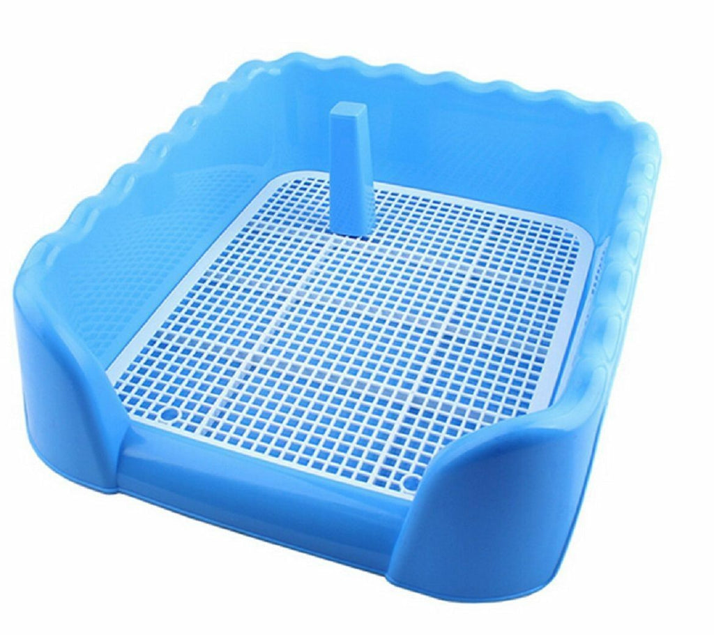 Dog Toilet Dog Puppy Plastic Potty Training Tray  with Fence Target Blue Large