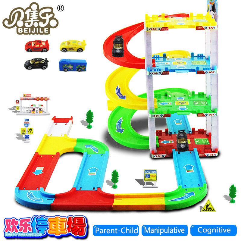 DIY children puzzle assembled three-track car simulation model toy car park suit
