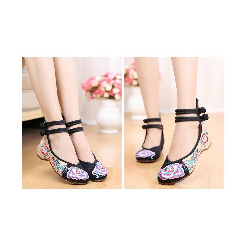 Old Beijing Cloth Shoes Assorted Colors Casual Tie Embroidered Shoes Slipsole Lo