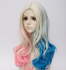 Suicide Squad Harley Quinn 3 Tone Color Wave Curly Cosplay Wig