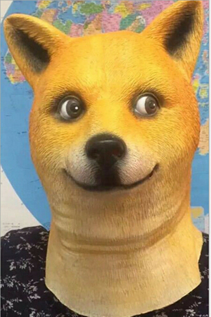 Dog Head Mask Rubber Latex Animal Costume Full head Mask Halloween Costume Fancy