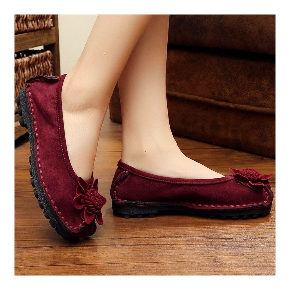 Suede Gommino Causal Women Thin Shoes  wine red