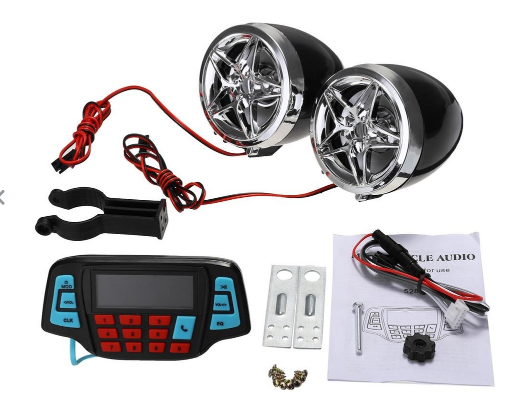 Motorcycle Handlebar Amplifier Radio Stereo Speaker MP3 FM Player with Bluetooth