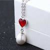 Necklace Romantic Love Heart Hanging Pearl with Silver
