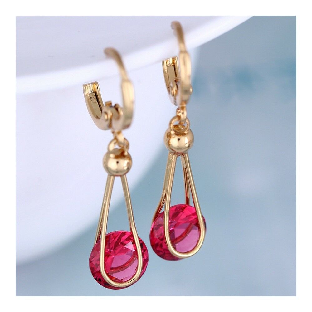 Lifelong Love AAA Zircon Earrings    gold plated red zircon