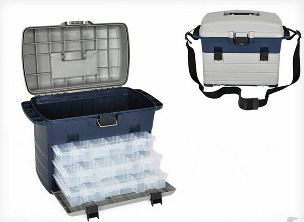 3 Drawer Fishing Tackle Box with Removable Trays with Random Colour