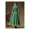 Improved Cheongsam Contrast Color Dress Middle Sleeve   S