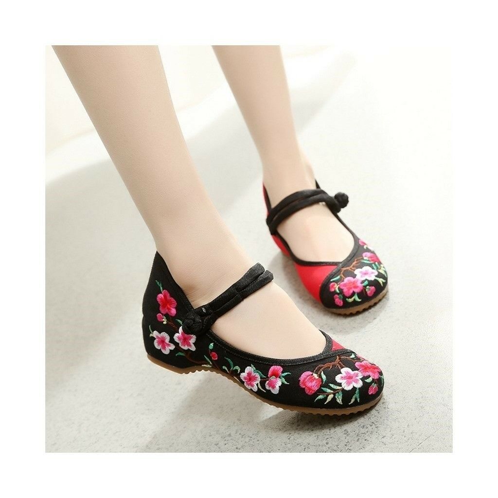 Peach Flower in Blossom Vintage Style Vintage Chinese Embroidered Shoes