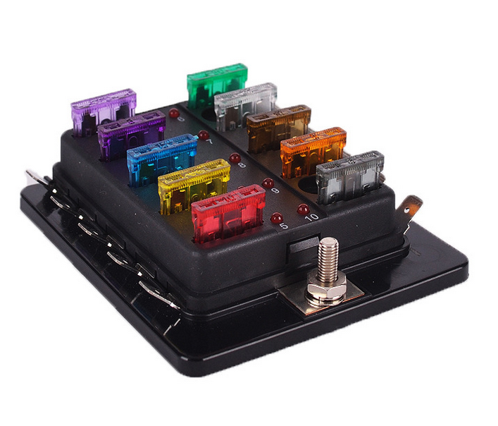 100A 10 Way LED indicates Blade Fuse Box Block Holder Standard ATO LED Indicator