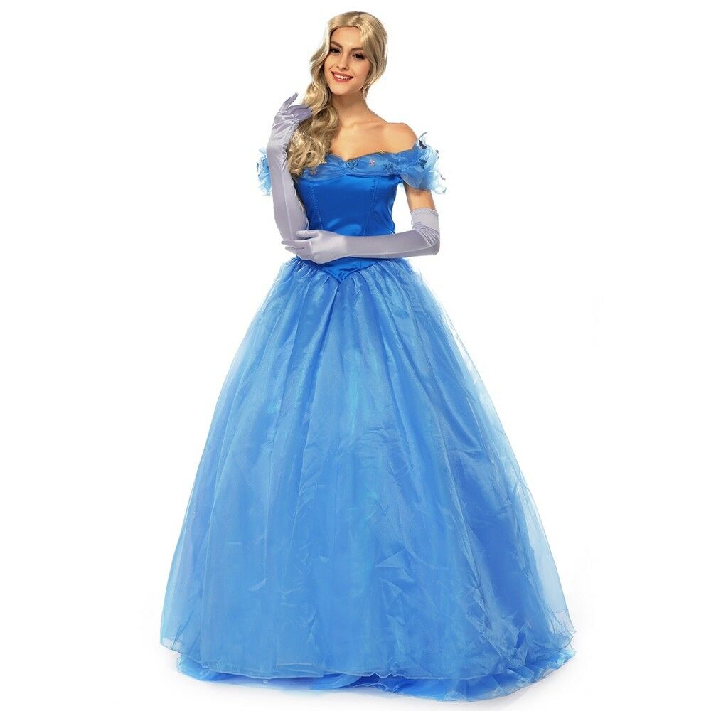Blue Costume Full Dress Halloween Cosplay   F