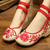 Vintage Chinese Embroidered Floral Shoes Women Ballerina Mary Jane Flat Ballet C