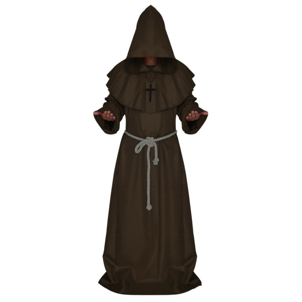 Halloween Cosplay Middle Ages Monk Wizard Christian brown S