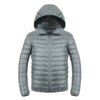 Light Thin Short Down Coat Man Hooded Fashionable   light grey