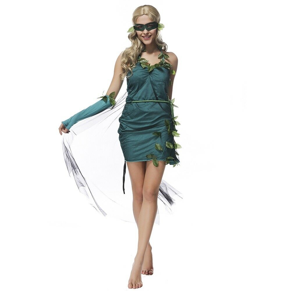 Green Beautiful Elf Woman Refinement  Costume Forest Tree Goddes Halloween
