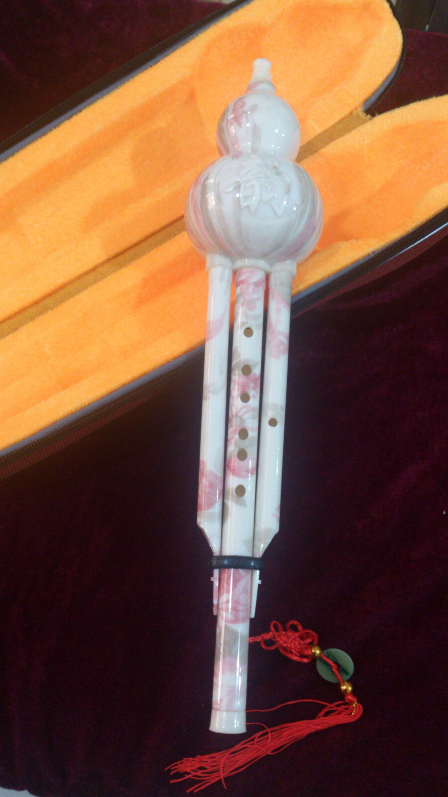 Chinese Traditional Gourd Flute Bottle Gourd Silk Hulusi Imitative Porcelain