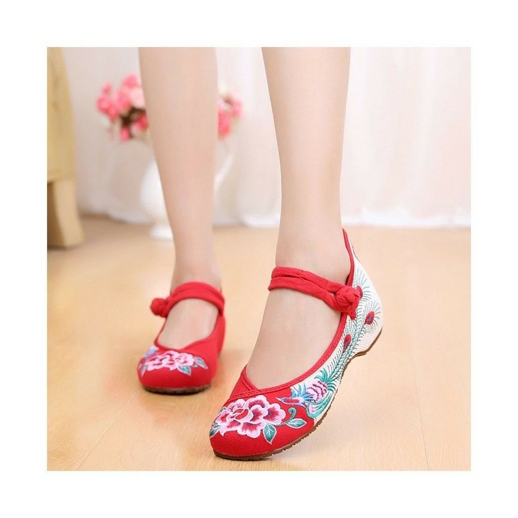Old Beijing Cloth Shoes Low Cut Shoes Increased whitin National Style Cowhell So