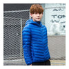 Light Thin Short Down Coat Man Hooded Fashionable   blue