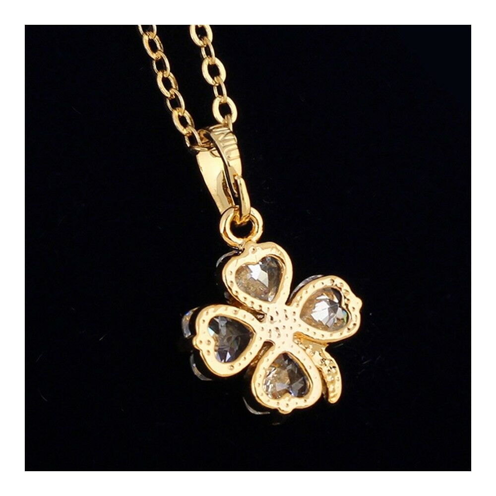 Necklace Lucky Clover 18K Gold Platinum Zircon Pendant  yellow