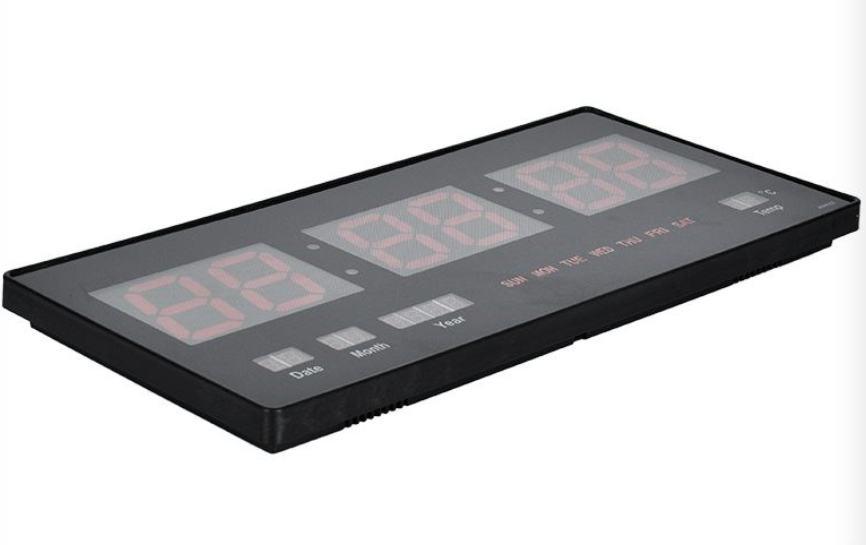 Wall Mount Digital Clock LED Electric Modern Day Date Calendar