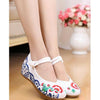Old Beijing Cloth Shoes Thick Sole National Style Embroidered Woman Shoes  white