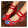 Peacock Old Beijing Cloth Embroidered Shoes   red