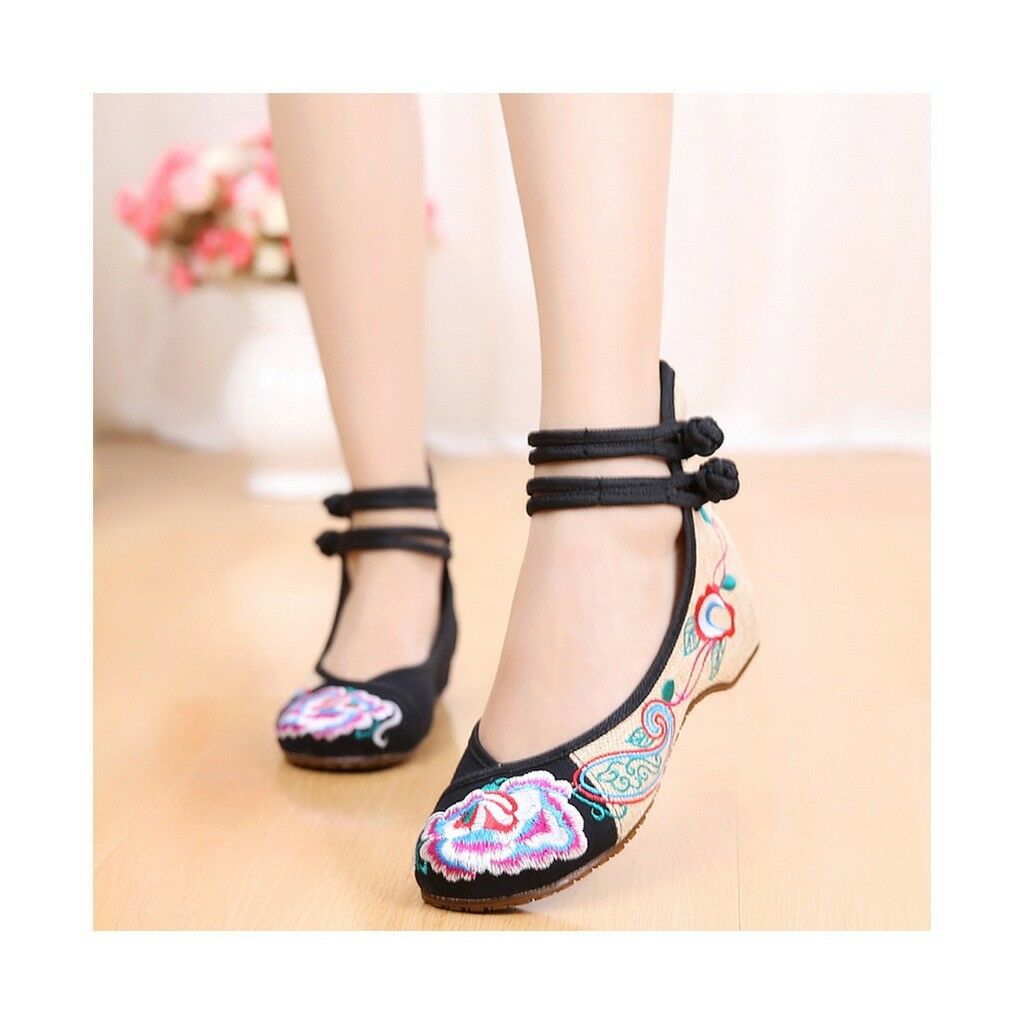 Old Beijing Cloth Shoes Assorted Colors Casual Tie Embroidered Shoes Slipsole Lo