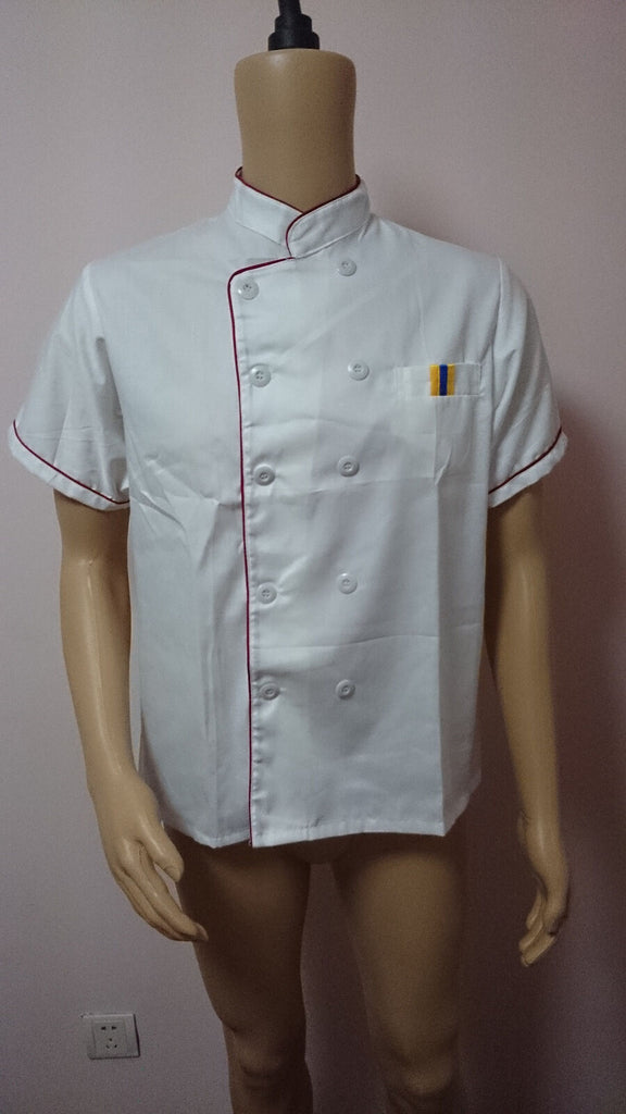 Kitchen Cooker Working Uniform Chef Waiter Waitress Coat Jacket Short Sleeve