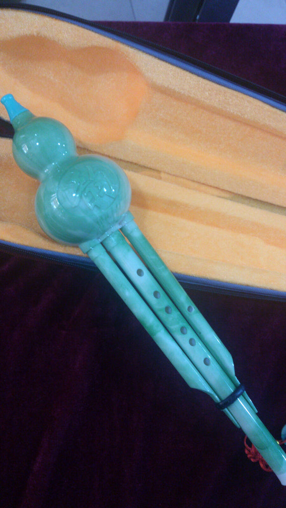 Chinese Traditional Gourd Flute Bottle Gourd Silk Hulusi Imitative Jade Cyan