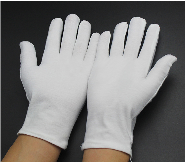 12 Pares Blanco Algodón Guantes para Cosmético Hidratante Monedas Joyeria