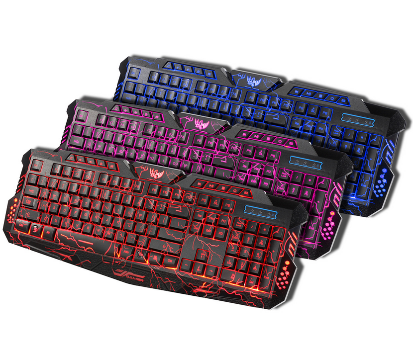 Gaming Keyboard 3 Colours Backlighting Wired Multimedia PC Gaming Keyboard
