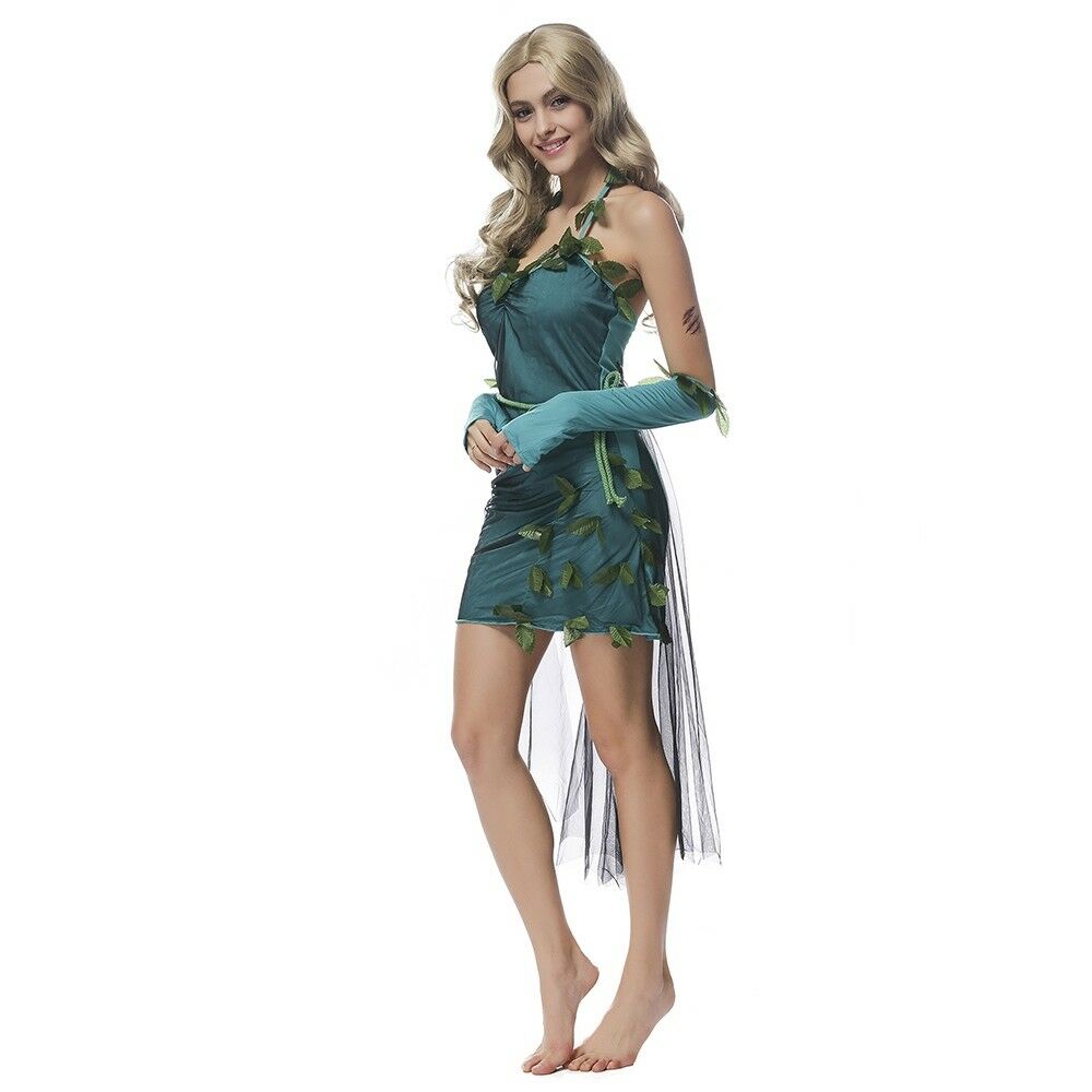 Green Beautiful Elf Woman Refinement  Costume Forest Tree Goddes Halloween