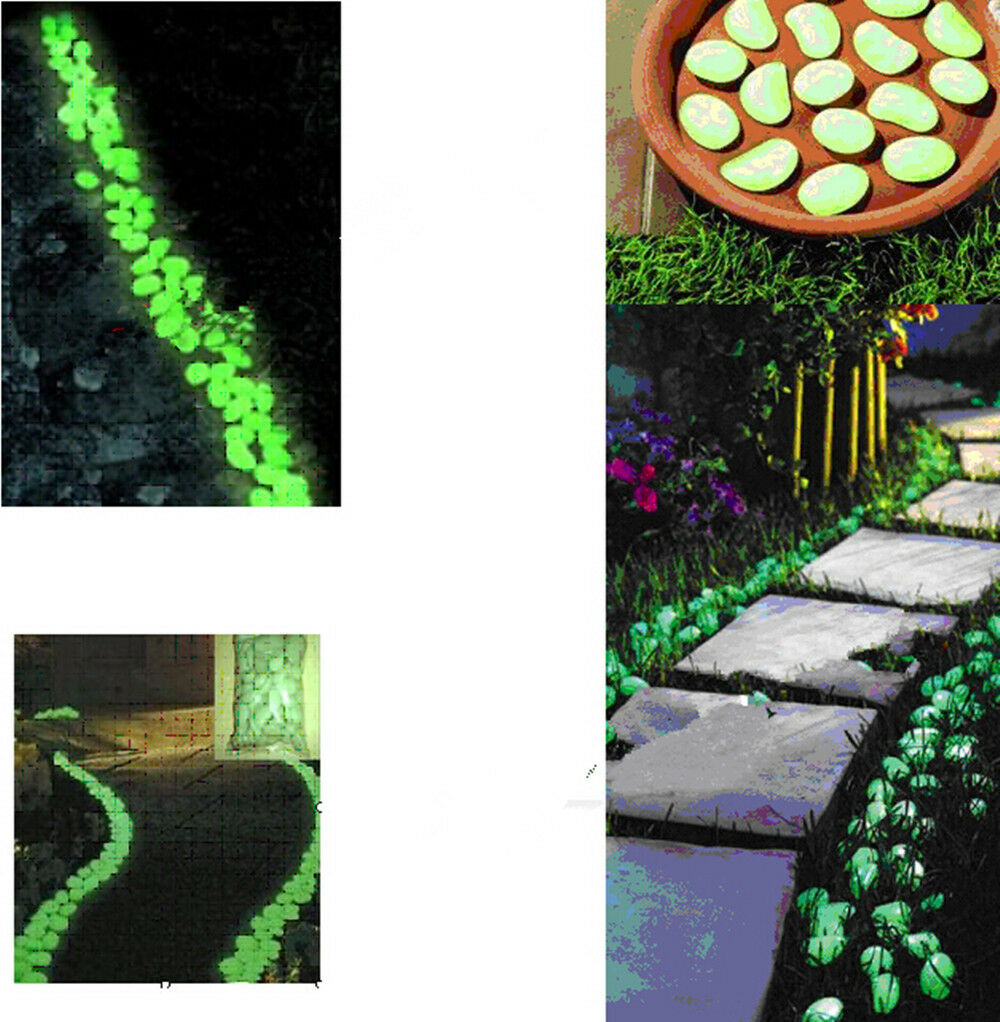 100pcs Hot Man-Made Glow in the Dark Pebbles Stone for Garden Walkway  Light Red