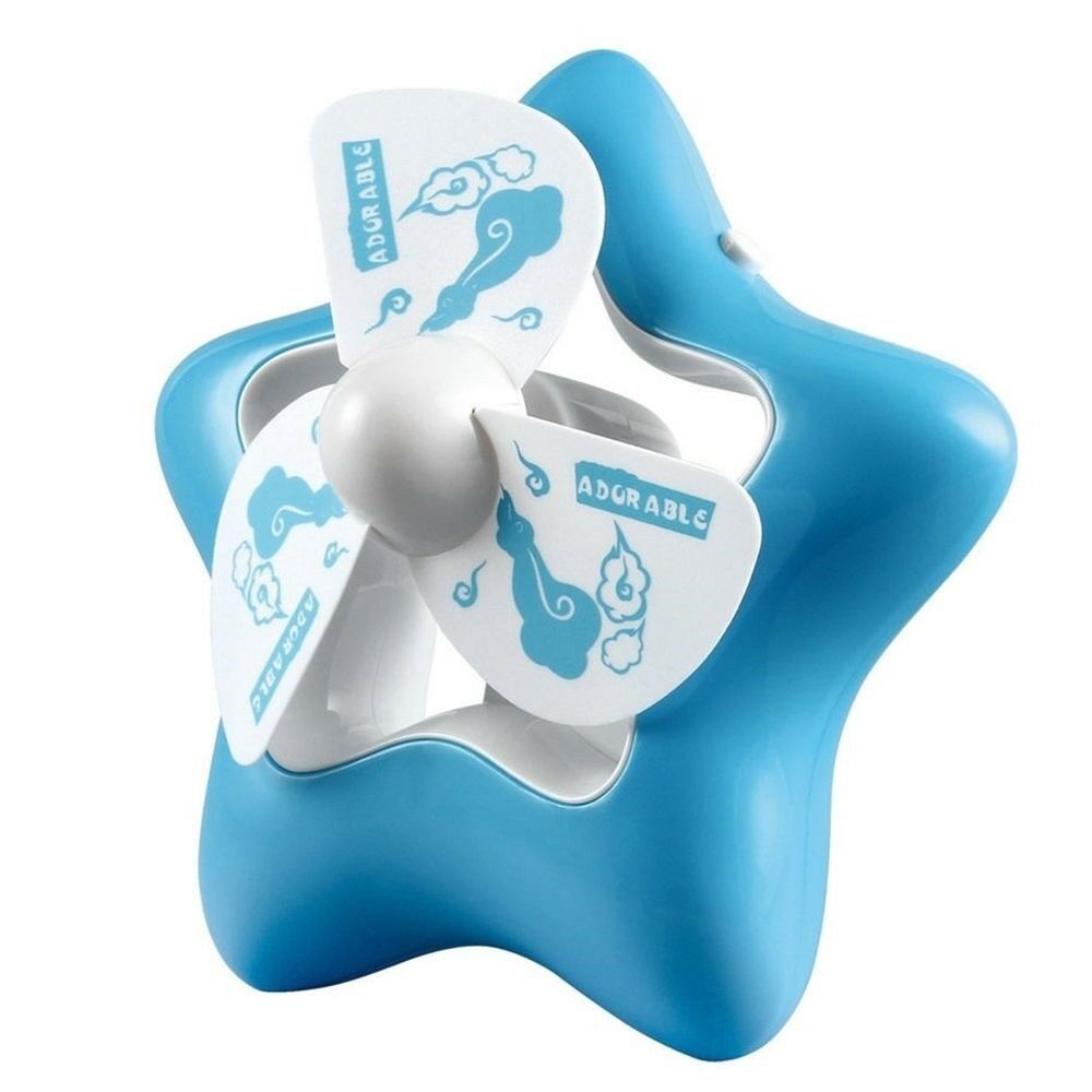 USB 600mA Rechargeable Silent Star Portable Cooling Fan   Blue
