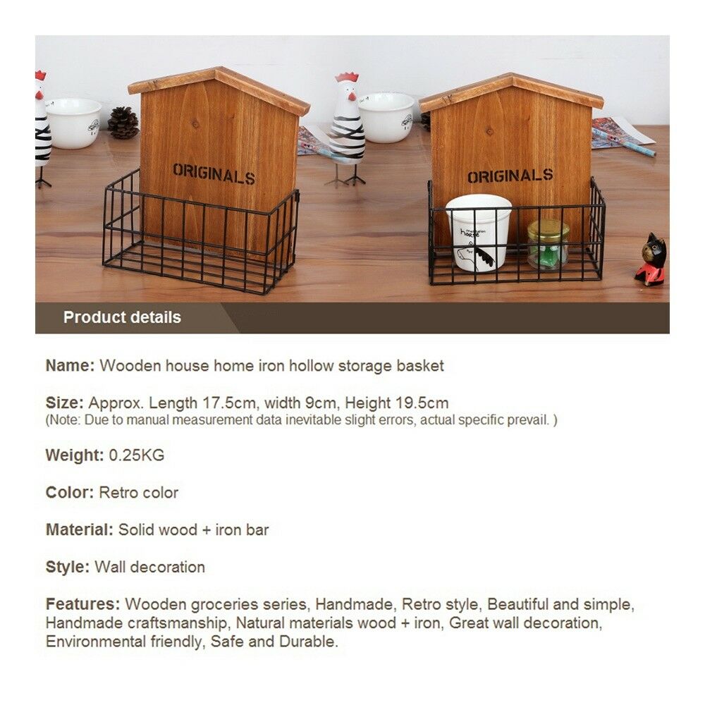 House Shape Iron Storage Basket Wall Decoration