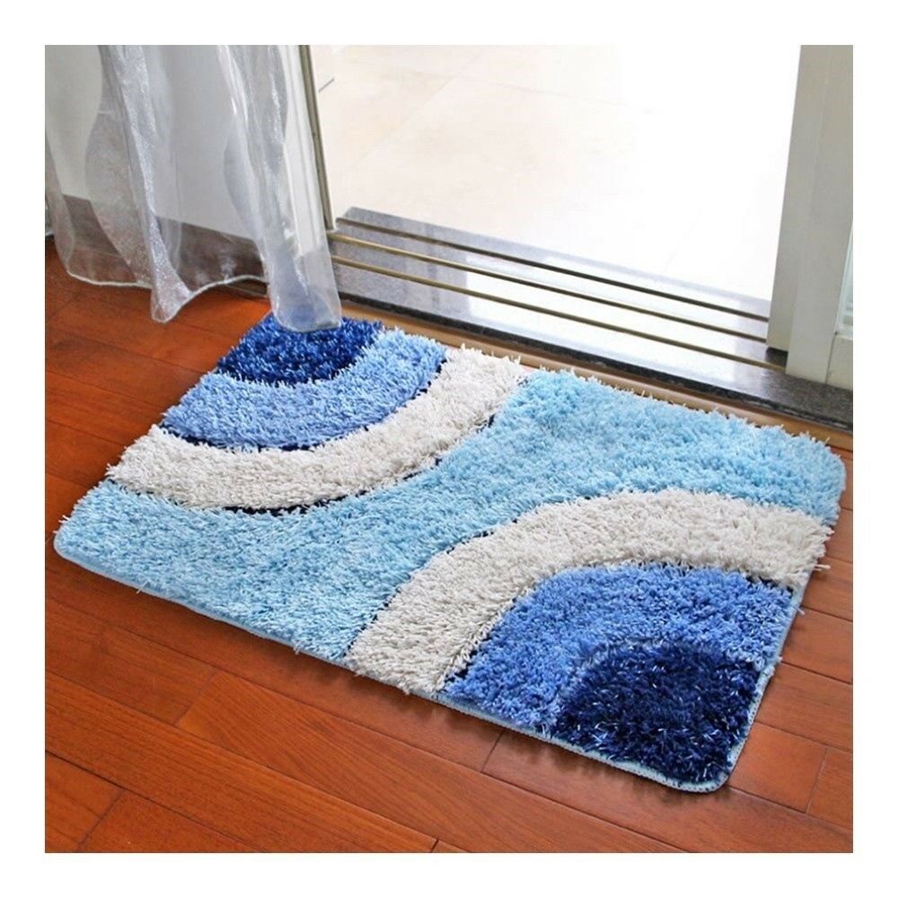 Irregular Color Door Ground Non-slip Mat Carpet    blue irregular  60*90cm
