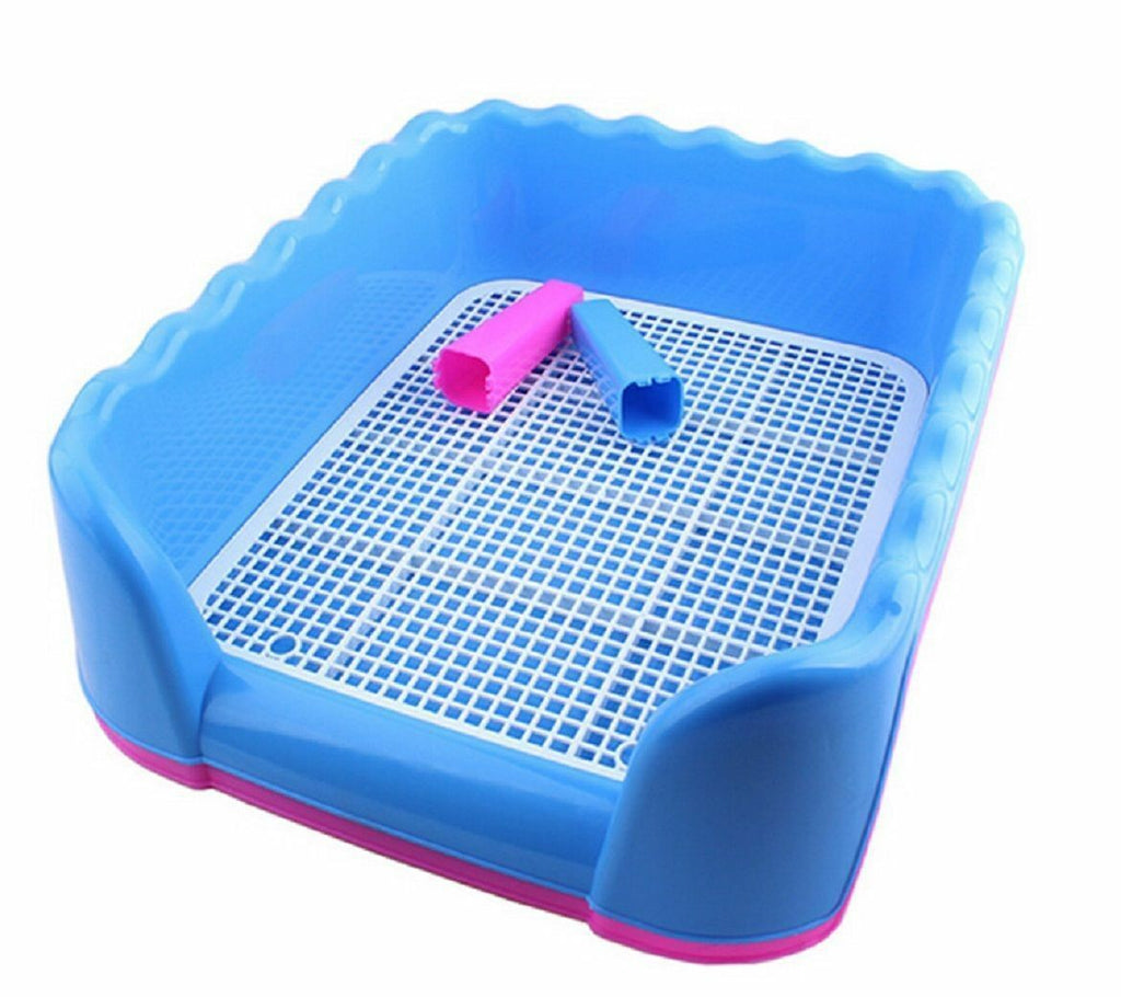 Dog Toilet Dog Puppy Plastic Potty Training Tray  with Fence Target Blue Large