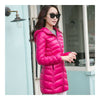 Light Thin Down Coat Woman Middle Long Hoodied