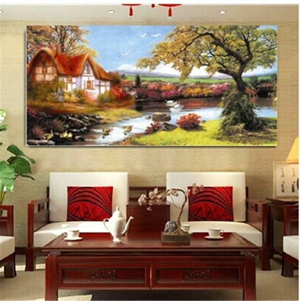 The new round diamond diamond embroidery living room lodge 5D diamond painting