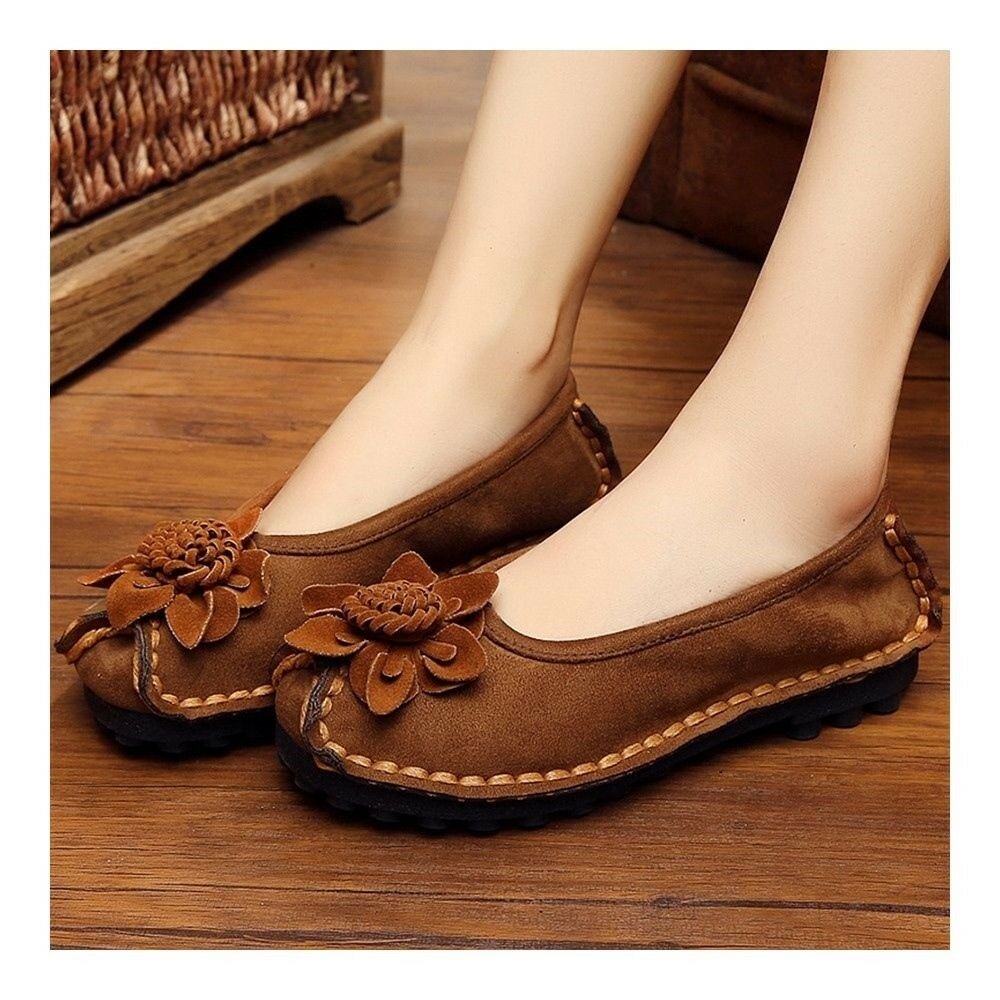 Suede Gommino Causal Women Thin Shoes  golden camel