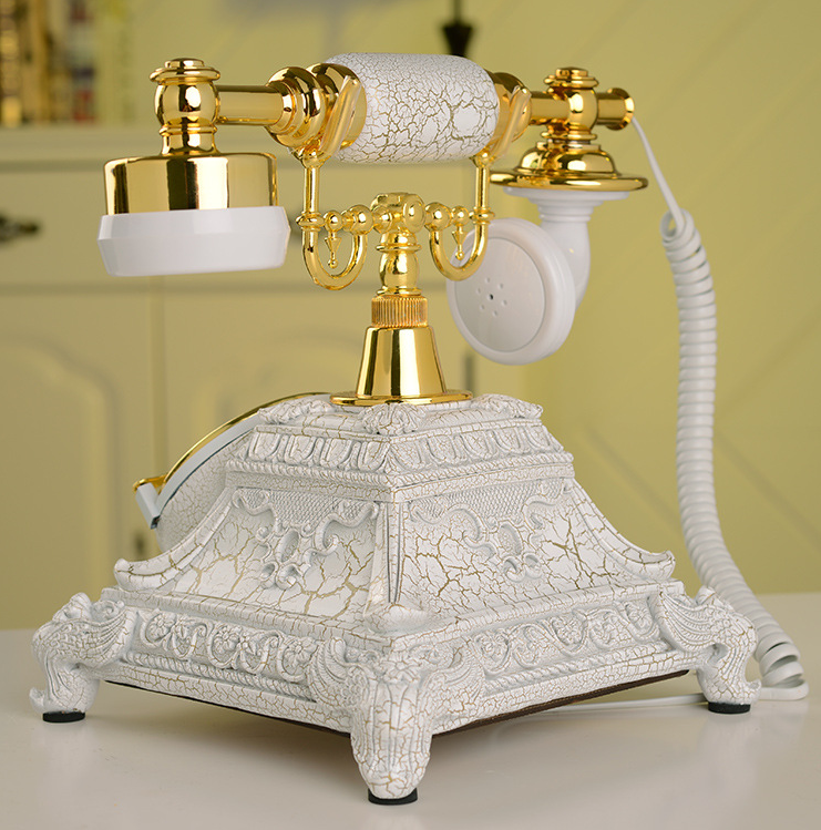 Vintage Antique Retro Rotary Handset Desk Resin Telephone European Style White