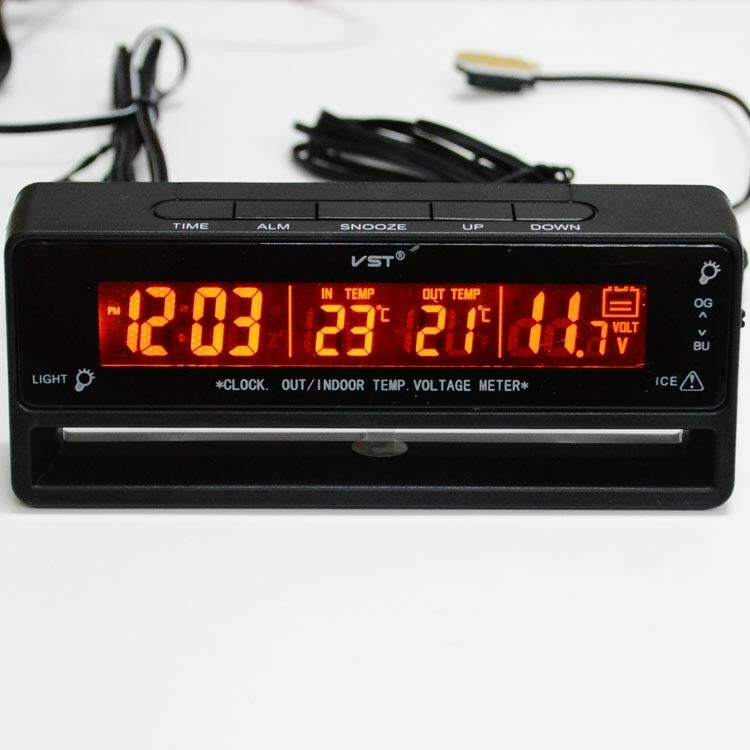 Automotive Thermometer  Voltage Meter Car Clock Thermoneter Ice alert