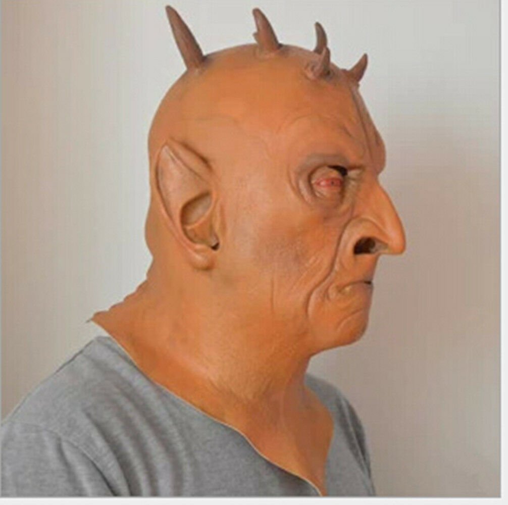Red Eye Devil Head Mask Rubber Latex Animal Costume Full head Mask Halloween