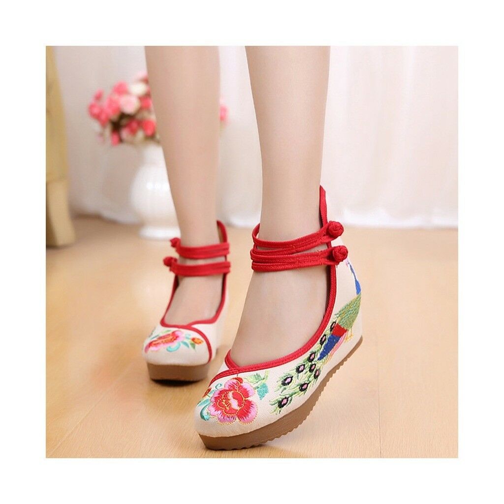 Old Beijing Cloth Shoes Embroidered Shoes High Heeled Shoes Woman National Style