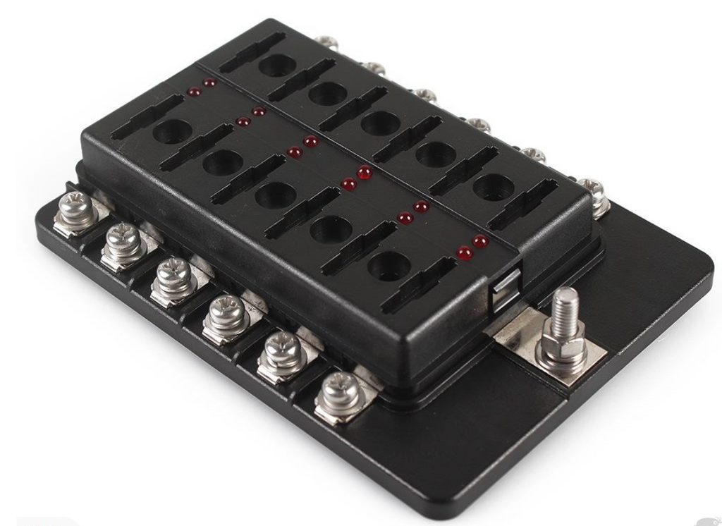 100A 12 Way Circuit LED indicates  Blade Fuse Box Block Holder Standard ATO
