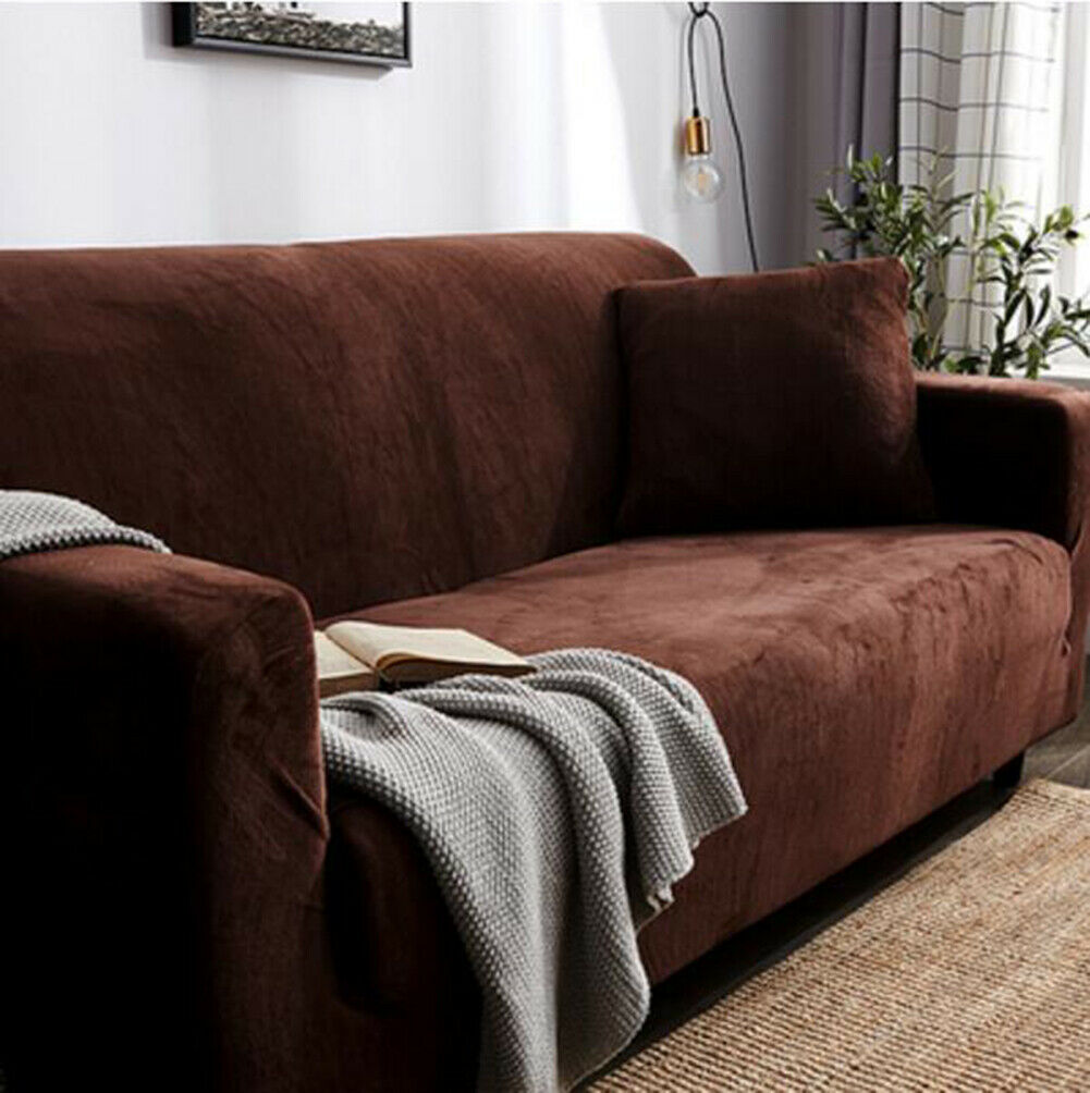 1 2 3 4 Winter Stretch Chair Sofa Covers Couch Cover Elastic Slipcover Flannel